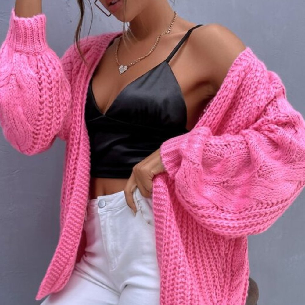 BARBIE PINK Knit Open front Cardigan - Picture 6 of 8